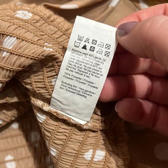 NWT River Island Edith Toffee Spot Smocked Crop Top - Picture 4 of 5